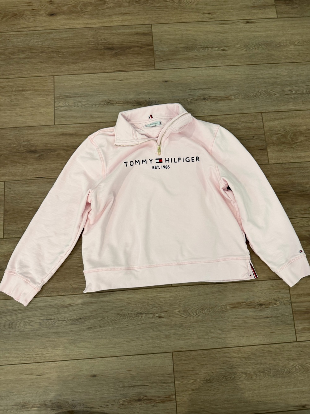 Tommy Hilfiger Light Pink Half-Zip Pullover Sweatshirt